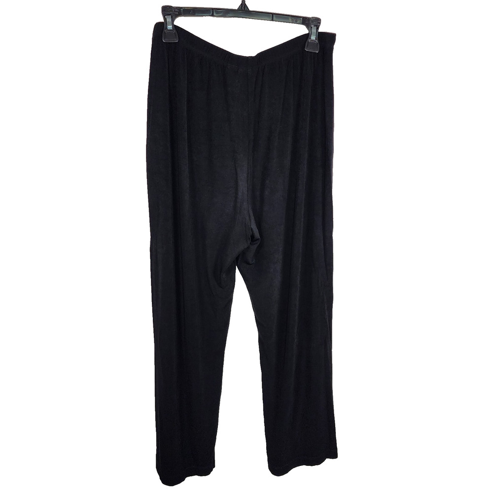 Chicos Travelers Womens Pants Straight L Short Black Slinky Knit Pull On Stretch - Picture 2 of 8